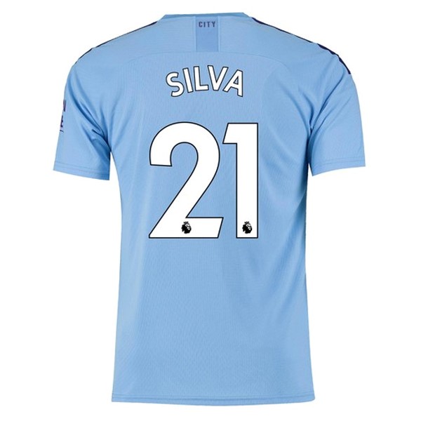 Camiseta Manchester City NO.21 Silva Primera equipo 2019-20 Azul